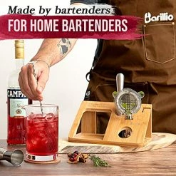 Discount 🌟 20 Oz Crystal Cocktail Mixing Glass Set With Bamboo Stand By Barillio | Seamless Mixing Pitcher For Stirred Cocktail With Thick Weighted Bottom 🔔 -Goblets & Chalices Sales Store 51mlDZ24SvL