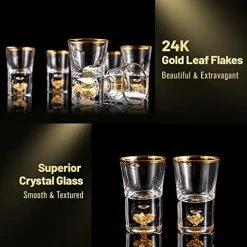 Wholesale 👏 DUJUST Shot Glasses (1.5oz), Crystal Shot Glass Set Decorated With 24K Gold Leaf Flakes, Cool & Cute Shot Cups, BPA-Free & Lead-Free, Perfect For Décor & Collection, Gift Choices - 2 Pcs Unique Diamond Design: 2 Pcs 🥰 -Goblets & Chalices Sales Store 51ncoI6ADEL