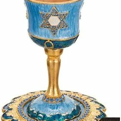 Coupon 🔥 Matashi Hand-Painted Enamel Tall 5" Kiddush Cup Set With Stem And Tray Embellished With Crystals And Star Of David Design For Weddings Shabbat Havdalah Passover Goblet Judaica Gift Blessings Cup Red Kiddish Cup 🎁 -Goblets & Chalices Sales Store 51njDiiOTiL. AC