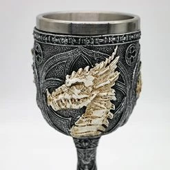 Promo 😍 Alikiki Medieval Skull GOT Dragon Goblet - 7oz D&D Wine Goblets Chalices - Dungeons And Dragons Gift Gothic Party Decor Father Day 🥳 Birthday Stainless Steel Drinking Cups 🌟 -Goblets & Chalices Sales Store 51opVwBBiaL