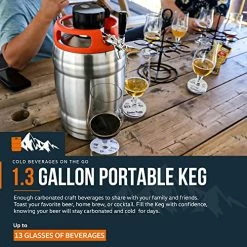 Best deal 😉 SuperHandy Beer Keg Growler (170 Oz) Portable Carbonated Beverage Dispenser, PSI Regulator Cap, High-Capacity 1.3 Gal, Double-Wall Vacuum Insulation (CO2 Cartridges Included) 🔥 -Goblets & Chalices Sales Store 51qIIZZ5zlL