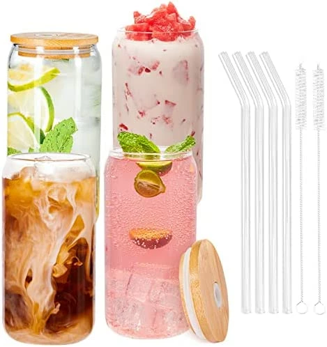 Wholesale π Glass Cups With Bamboo Lids And Glass Straws 4 Set, YSJILIDE 16oz Can Shaped Drinking Glass Cups, Iced Coffee Cup, Beer Glasses Ideal For Cocktails, Whisky, Juice, DIY, Gifts - 2 Cleaning Brushes π 6 Wholesale π Glass Cups With Bamboo Lids And Glass Straws 4 Set, YSJILIDE 16oz Can Shaped Drinking Glass Cups, Iced Coffee Cup, Beer Glasses Ideal For Cocktails, Whisky, Juice, DIY, Gifts - 2 Cleaning Brushes π - Image 4