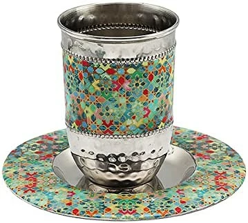 Cheap ✔️ Emanuel Kiddush Cup Set Stainless Steel And Colorful Enamel For Shabbat And Yom Tov (Mosaic CT-11) ⌛ 5 Cheap ✔️ Emanuel Kiddush Cup Set Stainless Steel And Colorful Enamel For Shabbat And Yom Tov (Mosaic CT-11) ⌛ - Image 3