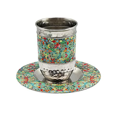 Cheap ✔️ Emanuel Kiddush Cup Set Stainless Steel And Colorful Enamel For Shabbat And Yom Tov (Mosaic CT-11) ⌛ 3 Cheap ✔️ Emanuel Kiddush Cup Set Stainless Steel And Colorful Enamel For Shabbat And Yom Tov (Mosaic CT-11) ⌛