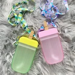 Best deal ✨ YEJAHY Cute Water Bottles With Straws, Unique Kawaii Popsicle Shaped Plastic Leakproof Kettle 300ML, Adjustable Shoulder Strap For Kids 👧 Girls 👩 Women Outdoor Camping Sports Travel (Pink) 👏 -Goblets & Chalices Sales Store 6185hL6BEhL